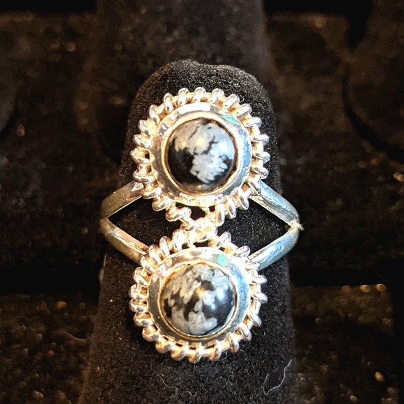 Black Australian Obsidian .925 silver ring, size 6 - Picture 1 of 5